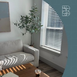 a living room with a couch and a coffee table