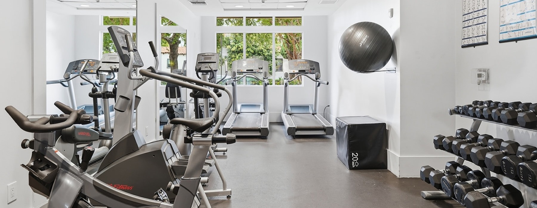 a gym with exercise equipment